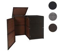 Cache-poubelle pour 2 poubelles MENDLER HWC-E25, boîte à poubelle, poly rotin 2x120l brun Marron G