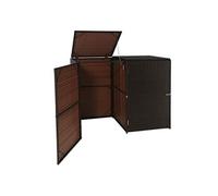 Cache-poubelle pour 2 poubelles HWC-E25, boîte à poubelle, poly rotin 2x120l brun
