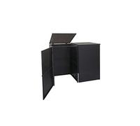 Cache-poubelle pour 2 poubelles HWC-E25, polyrotin 2x120l noir