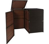 Cache-Poubelle pour 2 poubelles HWC-E25, boîte à Poubelle, Poly rotin 2x120l - Brun