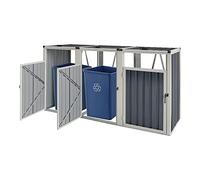 Cache poubelle Tarbek 3 places avec portes à poignée 121 x 219 x 82 cm gris anthracite [pro.tec]