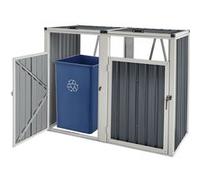 Cache Poubelle Solide Abri Extérieur pour 2 Conteneurs à Ordures et Déchets de 240 L Portes à Poignée Acier Galvanisé Plastique 121 x 146 x 82 cm Gris Anthracite