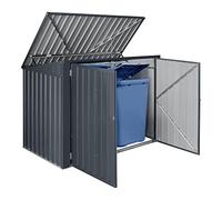 Cache poubelle Grebin avec toit rabattable pour 2 poubelles 173x101x131 cm [en.casa]