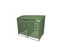 Cache Poubelle Vert Sauge Abri Poubelle Extérieur Bois de Sapin Rangement Verrouillable Jardin - Vert
