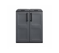 Cache Poubelles de tri Selectif 2 Sacs Meuble mi- hauteur Dim 68 x 37 x 84cm 2 Anneaux de support de sac 2 Portes Art Plast