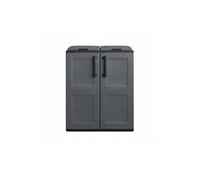 Cache Poubelles de tri Selectif 2 Sacs Meuble mi- hauteur Dim 68 x 37 x 84cm 2 Anneaux de support de sac 2 Portes Art Plast