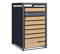 Axi Lucas Cache Poubelle Métallique Anthracite/Aspect Bois - Abri Poubelle Pour 1 Conteneur - Max. 240l - Abri Poubelle Extérieur Avec Excellente Ventilation. Gris