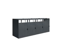 Axi Owen Cache Poubelle Métallique Anthracite/Acier Galvanisé Résistant Aux Intempéries - Abri Poubelle Pour 4 Conteneurs - Max. 240L/960L- Abri Poubelle Extérieur Avec Excellente Ventilation