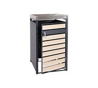 Cache pour 1 poubelle HWC-J81 125x68x80cm anthracite hêtre-imitation bois