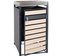 Cache pour 1 poubelle HWC-J81 125x68x80cm anthracite hêtre-imitation bois