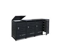 Cache pour 4 poubelles HWC-E83b, 117 x 265 x 80 cm, Anthracite, Acier 90 kg