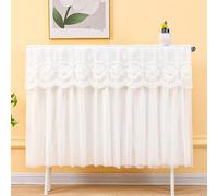 Cache-poussière du Radiateur, Cache-radiateur Décoratif en Dentelle à Broderie Florale, Double Couche Anti-poussière, Tissu Respirant et Système de Fixation Par Liens(White,40cm/16in)