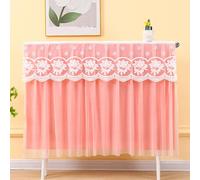 Cache-poussière du Radiateur, Cache-radiateur Décoratif en Dentelle à Broderie Florale, Double Couche Anti-poussière, Tissu Respirant et Système de Fixation Par Liens(Pink,140cm/55in)