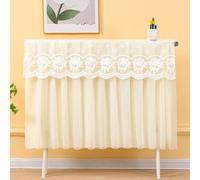 Cache-poussière du Radiateur, Cache-radiateur Décoratif en Dentelle à Broderie Florale, Double Couche Anti-poussière, Tissu Respirant et Système de Fixation Par Liens(Beige,120cm/47in)