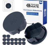 Cache-prise, 16 pièces, en gris, protection de prise contre la poussière, les éclaboussures, pour prise SchuKo type F, couvercle pour bloc multiprise, multiprise, enrouleur de câble, cuisine, atelier