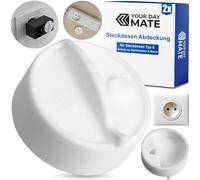 Cache-prise, 2 pièces, blanc, silicone, protection de la prise contre les éclaboussures, la poussière, couvercle de la prise type E France, capuchon pour les ouvertures de l'enrouleur de câble