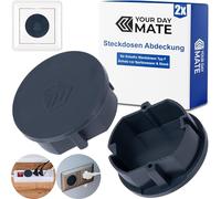 Cache-prise, 2 pièces, en gris, protection de prise contre la poussière, les éclaboussures, pour prise SchuKo type F, couvercle pour bloc multiprise, prise multiple, enrouleur de câble, cuisine
