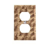 Cache-prise 3D à motif cuboïde, plaque murale standard américaine avec vis - En acier inoxydable résistant à la chaleur et aux chocs - Cache-prise duplex pour décoration d'intérieur