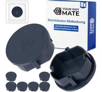 Lot de 8 cache-prises en gris, protection contre la poussière, les éclaboussures, pour prises Schuko de type F, couvercle pour multiprises, enrouleur de câble, cuisine, atelier, hôtel