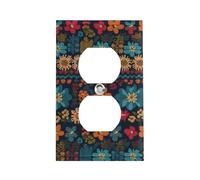 Cache-prise à motif tricoté coloré, plaque murale standard américaine avec vis - En acier inoxydable résistant à la chaleur et aux chocs - Couvercle de prise duplex 1 gang pour décoration d'intérieur