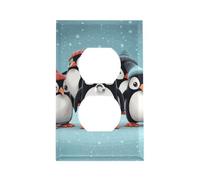 Cache-prise de courant en forme de pingouins mignons, plaque murale standard américaine avec vis - En acier inoxydable résistant à la chaleur et aux chocs pour décoration d'intérieur