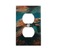 Cache-prise de piscine tortue de mer, plaque murale standard américaine avec vis - En acier inoxydable résistant à la chaleur et aux chocs - Cache-prise duplex 1 gang pour décoration d'intérieur