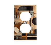 Cache-prise d'objets beige et noir, plaque murale standard américaine avec vis - En acier inoxydable résistant à la chaleur et aux chocs - Couvercle de prise duplex 1 gang pour décoration d'intérieur