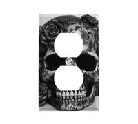 Cache-prise en forme de tête de mort noire, plaque murale standard américaine avec vis, en acier inoxydable résistant à la chaleur et aux chocs, pour décoration d'intérieur