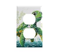 Cache-prise en forme de tortue de dessin animé, plaque murale standard américaine avec vis - En acier inoxydable résistant à la chaleur et aux chocs pour décoration d'intérieur