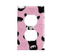 Cache-prise en forme de vache laitière noire et blanche, plaque murale standard américaine avec vis - En acier inoxydable résistant à la chaleur et aux chocs pour décoration d'intérieur