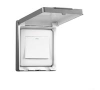 Cache-prise étanche en plastique ultra fin pour 86 prises de type interrupteur, design collant adapté pour une utilisation en extérieur et en intérieur, 4 couvercles (gris)