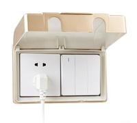 Cache-prise étanche pour salle de bain et cuisine, boîtier double type 86 avec sécurité enfant, matériau PC, blanc, gris ou doré (doré)
