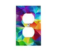 Cache-prise géométrique arc-en-ciel, plaque murale standard américaine avec vis - En acier inoxydable résistant à la chaleur et aux chocs - Couvercle de prise duplex 1 gang pour décoration d'intérieur