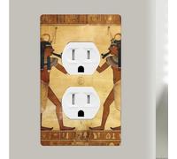 Cache-prises duplex de l'Égypte antique - Plaques murales de taille standard - En polycarbonate incassable - Double sortie - Pour cuisine, maison, chambre d'enfant - 11,4 x 7 cm