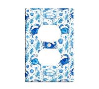 Cache-prises duplex en forme de crabe - Plaque murale en plastique bleu d'été - Taille standard pour prises électriques - Pour maison, salon, nouvel appartement