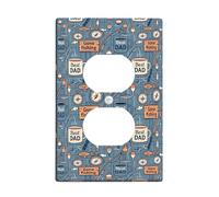 Cache-prises duplex pour canne à pêche - Plaque murale d'extérieur décontractée - Boussole en plastique bleu d'été - Taille standard - Double prise d'alimentation pour chambre à coucher, salle de bain