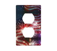 Cache-prises électriques motif drapeau américain de feu d'artifice, taille standard, 11,4 x 7 cm, thermoplastique polycarbonate incassable