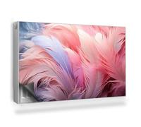 Cache Radiateur 100x60 cm pour Salon et Cuisine Couverture Magnétique Tapis Design pour Radiateurs Facile à Installer Protège et Décore - Plumes Pastel, Plumes d'oiseaux délicates