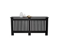 ECD Germany – Cache-radiateur 152×19×82 cm – MDF peint noir, lattes verticales, étagère
