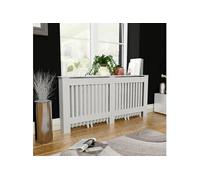 vidaXL Cache-radiateur 172 cm, MDF, design à lattes moderne, blanc