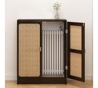 Cache-radiateur 2 Portes, Meuble D'appoint en Rotin pour Protéger les Tuyaux, pour Salon, Chambre et Couloir(80 * 60cm)