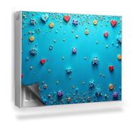 Cache Radiateur 80x60 cm pour Salon et Cuisine Couverture Magnétique Tapis Design pour Radiateurs Facile à Installer Protège et Décore - Graphique d'icônes Emoji Bleu Jeunesse