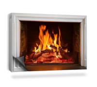 Cache Radiateur 90x60 cm Tapis Design pour Radiateurs pour Salon et Cuisine Protège et Décore Couverture Magnétique Facile à Installer - Photo d'un Incendie dans Une cheminée de Maison