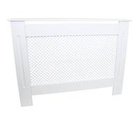 Cache Radiateur à Motif Grillagé en MDF Blanc de 111,5cm de Large