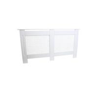 Cache Radiateur à Motif Grillagé en MDF Blanc de 151,5cm de Large x 82cm de Haut x 18,8cm de Profondeur