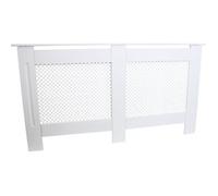 Cache Radiateur à Motif Grillagé en MDF Blanc de 151,5cm de Large x 82cm de Haut x 18,8cm de Profondeur