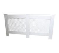 Cache Radiateur à Motif Grillagé en MDF Blanc de 172cm de Large Blanc