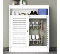 Cache-radiateur à persiennes en bois avec étagère de rangement, armoire chauffante décorative pour salon, 70 x 90 x 19,8 cm (L x H x H), cache les tuyaux encombrés, solution élégante pour la maison