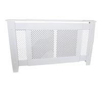 Cache Radiateur Ajustable à Motif Grillagé en MDF Blanc de 140cm à 192cm de Large x 82cm de Haut x 20,5cm de Profondeur
