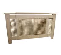Cache Radiateur Ajustable & Extensible à Motif Grillagé en MDF Naturel Personnalisable de 140cm à 192cm de Large x 82cm de Haut x 20,5cm de Profondeur Décoration Intérieur [Kit de Fixations Inclus]